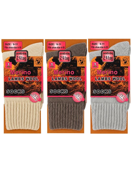 iBerryNY Accessories - Women Wool Socks, 3 Pairs 9-11, Merino Lamb Wool Thick Warm Winter Boots Crew